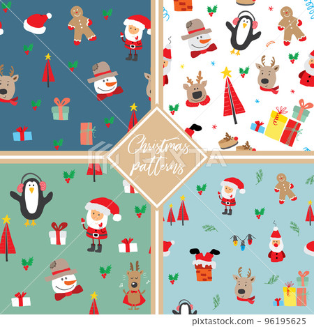 New Year and Christmas seamless pattern, hand drawn doodles Seamless Pattern. Background Vector Illustration 96195625