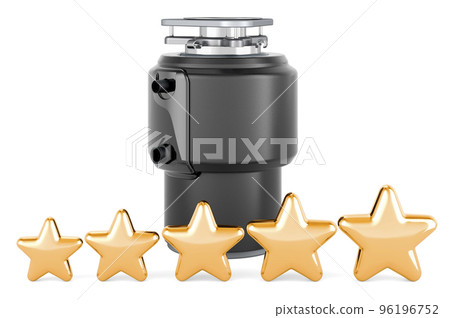 Waste disposal unit with five golden stars. 3D rendering Waste disposal unit with five golden stars. 3D rendering 96196752