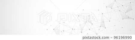 Website header or banner design with abstract geometric background and connecting dots and lines. Global network connection. Digital technology with plexus background and space for your text. 96196990