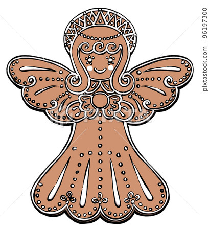 Czech traditional Christmas confection Pernik Angel Brush-painted/Matte-painted 96197300