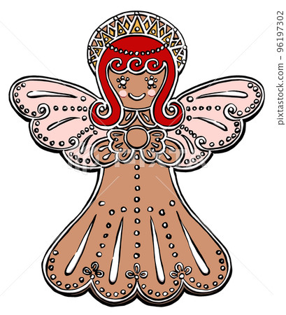 Czech traditional Christmas confectionery pernique colorful angel brush-painted/matte-painted 96197302