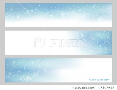 Three blue sky winter banners set with snowfall - Stock Illustration ...