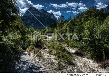 Dolomite peaks at the entrance to the valley Dolomite peaks at the entrance to the valley 96198457