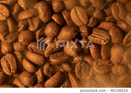 Texture of coffee beans, light soft light and steam from coffee. Texture of coffee beans, light soft light and steam from coffee. 96198828