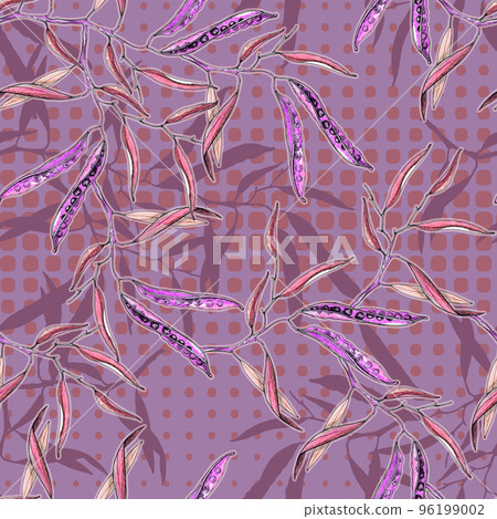 Flowering canola, canola seed pod, canola beans in seamless pattern Flowering canola, canola seed pod, canola beans in seamless pattern 96199002