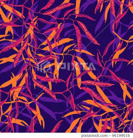 Flowering canola, canola seed pod, canola beans in seamless pattern 96199016