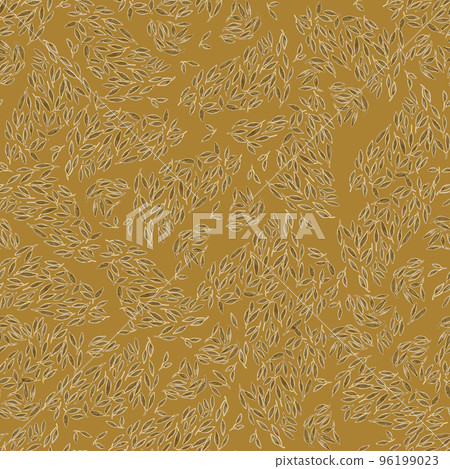 Hand drawn small leaves seamless pattern. Ink texture with foliage. Hand drawn small leaves seamless pattern. Ink texture with foliage. 96199023