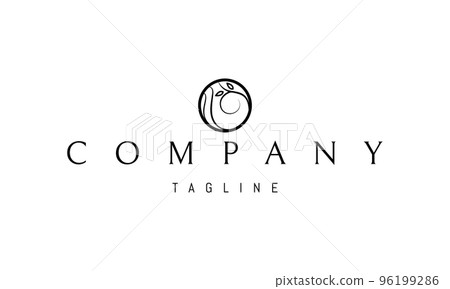 Vector logo on which an abstract image of an orange tree in a circle. 96199286