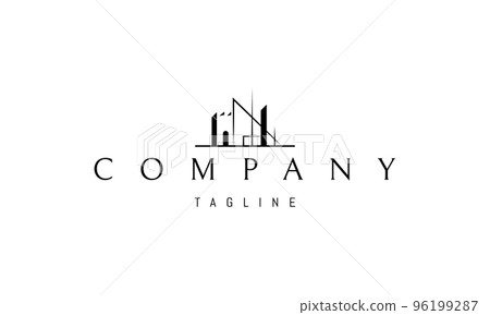 Vector logo on which an abstract image of the old city in a linear style. Vector logo on which an abstract image of the old city in a linear style. 96199287