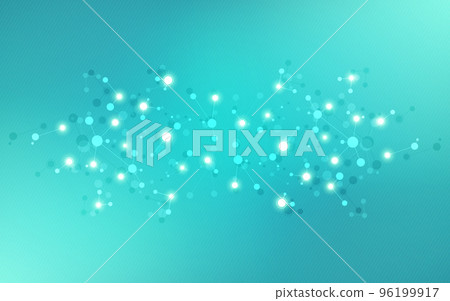 Illustration of molecular structure and genetic engineering, molecules DNA, neural network, scientific research. Abstract background for innovation technology, science, healthcare, and medicine Illustration of molecular structure and genetic engineering, molecules DNA, neural network, scientific research. Abstract background for innovation technology, science, healthcare, and medicine 96199917