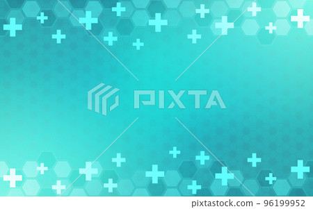Illustration of a medical background with hexagons pattern and crosses 96199952