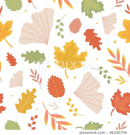 Autumn seamless Pattern with ginko, oak and maple leaves Autumn seamless Pattern with ginko, oak and maple leaves 96200756