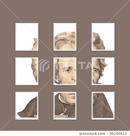 Banner with Portrait of U.S. president Andrew Jackson. 96200812