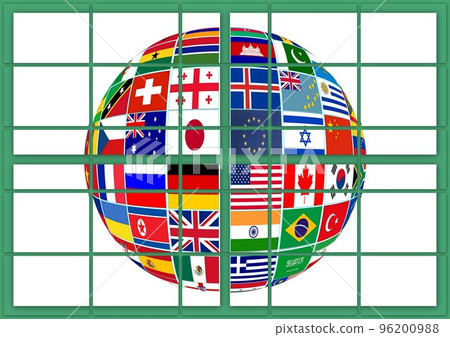 Flags all countries on globe isolated on a white background Flags all countries on globe isolated on a white background 96200988