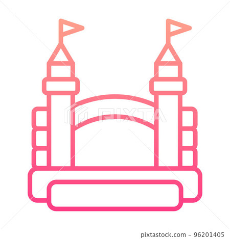 Bouncy castle gradient outline icon. Jumping inflatable house on kids playground. Vector logo EPS 10 Bouncy castle gradient outline icon. Jumping inflatable house on kids playground. Vector logo EPS 10 96201405