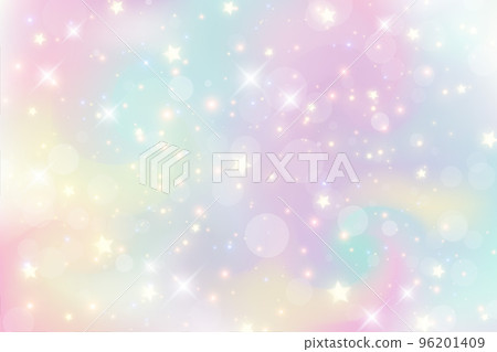 Fantasy watercolor illustration with rainbow pastel sky with stars. Abstract unicorn cosmic backdrop. Cartoon girlie vector illustration. Fantasy watercolor illustration with rainbow pastel sky with stars. Abstract unicorn cosmic backdrop. Cartoon girlie vector illustration. 96201409