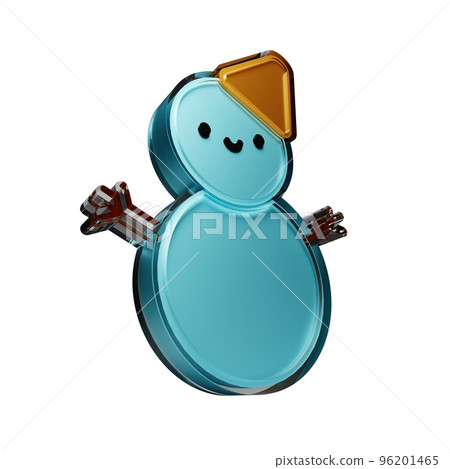 snowman 3d Christmas decorations. glass glossy isolated on white background. New year Design elements realistic 3d illustration. 96201465