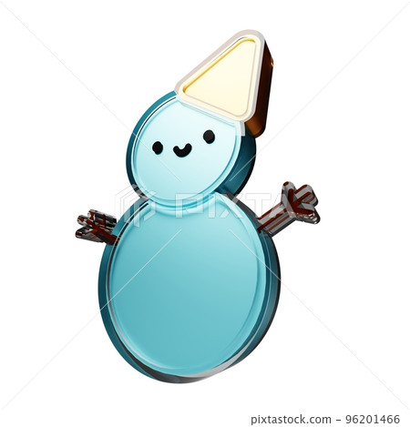 snowman 3d Christmas decorations. glass glossy isolated on white background. New year Design elements realistic 3d illustration. 96201466