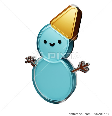 snowman 3d Christmas decorations. glass glossy isolated on white background. New year Design elements realistic 3d illustration. 96201467