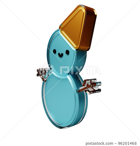 snowman 3d Christmas decorations. glass glossy isolated on white background. New year Design elements realistic 3d illustration. 96201468