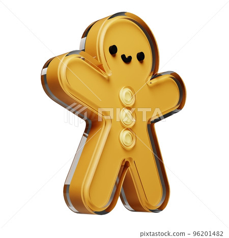 Gingerbread glass glossy isolated on white background. New year Design elements realistic 3d illustration. Gingerbread glass glossy isolated on white background. New year Design elements realistic 3d illustration. 96201482