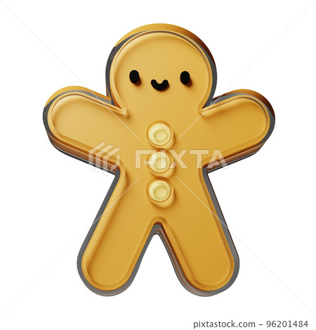 Gingerbread glass glossy isolated on white background. New year Design elements realistic 3d illustration. Gingerbread glass glossy isolated on white background. New year Design elements realistic 3d illustration. 96201484