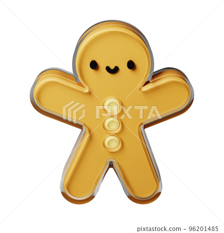 Gingerbread glass glossy isolated on white background. New year Design elements realistic 3d illustration. Gingerbread glass glossy isolated on white background. New year Design elements realistic 3d illustration. 96201485