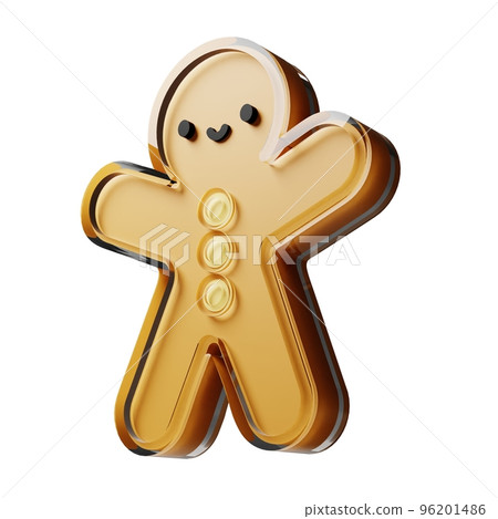 Gingerbread glass glossy isolated on white background. New year Design elements realistic 3d illustration. Gingerbread glass glossy isolated on white background. New year Design elements realistic 3d illustration. 96201486