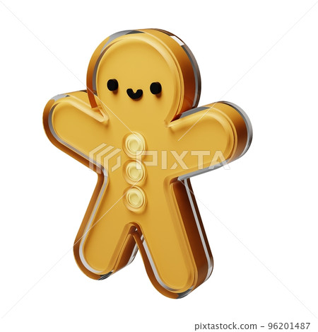 Gingerbread glass glossy isolated on white background. New year Design elements realistic 3d illustration. Gingerbread glass glossy isolated on white background. New year Design elements realistic 3d illustration. 96201487