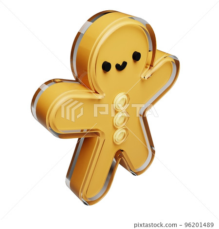 Gingerbread glass glossy isolated on white background. New year Design elements realistic 3d illustration. Gingerbread glass glossy isolated on white background. New year Design elements realistic 3d illustration. 96201489