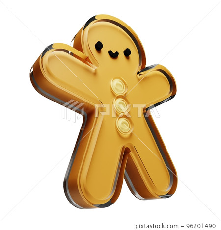 Gingerbread glass glossy isolated on white background. New year Design elements realistic 3d illustration. Gingerbread glass glossy isolated on white background. New year Design elements realistic 3d illustration. 96201490