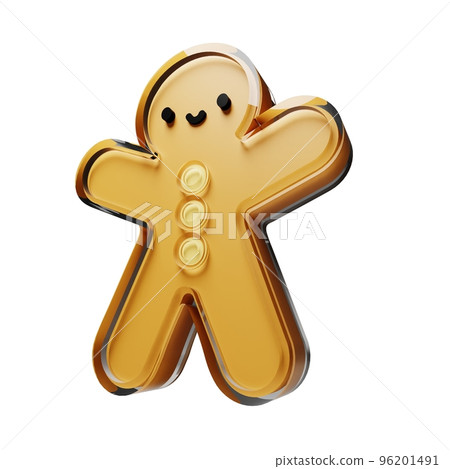 Gingerbread glass glossy isolated on white background. New year Design elements realistic 3d illustration. Gingerbread glass glossy isolated on white background. New year Design elements realistic 3d illustration. 96201491