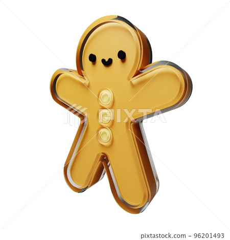 Gingerbread glass glossy isolated on white background. New year Design elements realistic 3d illustration. Gingerbread glass glossy isolated on white background. New year Design elements realistic 3d illustration. 96201493
