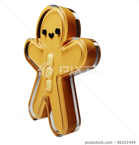 Gingerbread glass glossy isolated on white background. New year Design elements realistic 3d illustration. 96201494