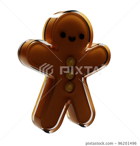 Gingerbread glass glossy isolated on white background. New year Design elements realistic 3d illustration. Gingerbread glass glossy isolated on white background. New year Design elements realistic 3d illustration. 96201496