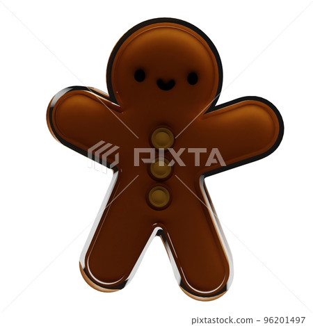 Gingerbread glass glossy isolated on white background. New year Design elements realistic 3d illustration. Gingerbread glass glossy isolated on white background. New year Design elements realistic 3d illustration. 96201497