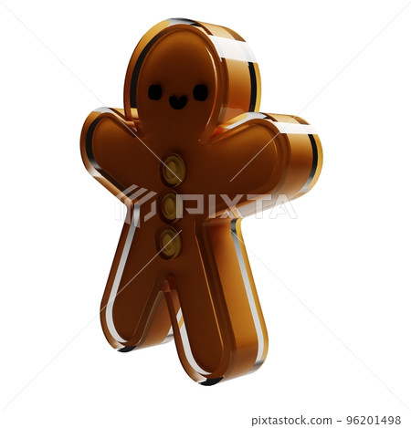 Gingerbread glass glossy isolated on white background. New year Design elements realistic 3d illustration. Gingerbread glass glossy isolated on white background. New year Design elements realistic 3d illustration. 96201498
