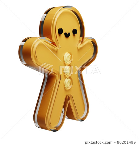 Gingerbread glass glossy isolated on white background. New year Design elements realistic 3d illustration. Gingerbread glass glossy isolated on white background. New year Design elements realistic 3d illustration. 96201499