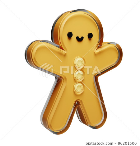 Gingerbread glass glossy isolated on white background. New year Design elements realistic 3d illustration. 96201500