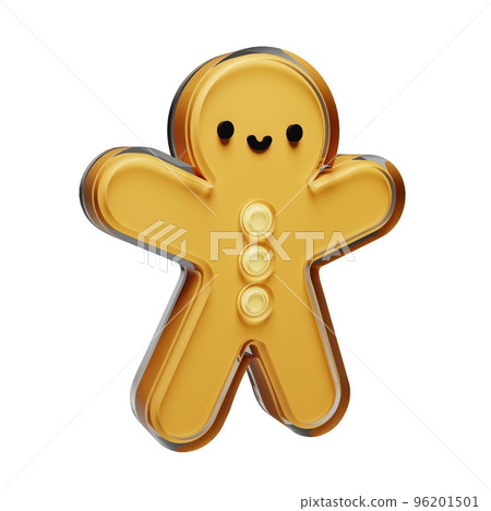 Gingerbread glass glossy isolated on white background. New year Design elements realistic 3d illustration. 96201501