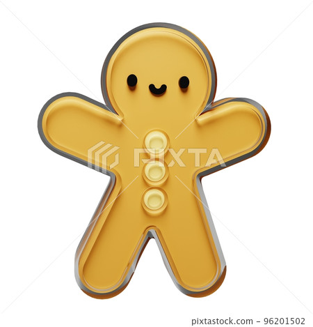 Gingerbread glass glossy isolated on white background. New year Design elements realistic 3d illustration. 96201502