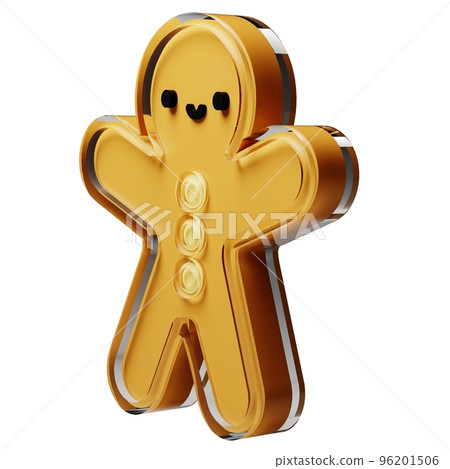 Gingerbread glass glossy isolated on white background. New year Design elements realistic 3d illustration. Gingerbread glass glossy isolated on white background. New year Design elements realistic 3d illustration. 96201506