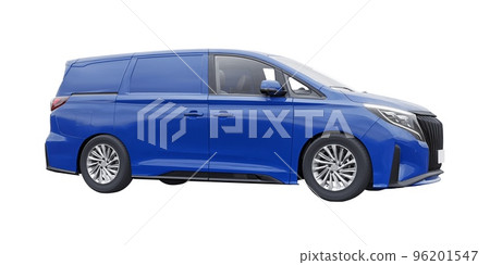 small commercial van for cargo transportation in cramped urban conditions. Courier car. A delivery service car with an inscription-free body for your own unique design. 3d rendering. 96201547