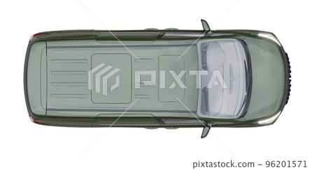 small commercial van for cargo transportation in cramped urban conditions. Courier car. A delivery service car with an inscription-free body for your own unique design. 3d rendering. 96201571