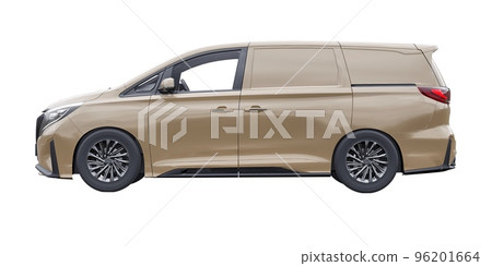 small commercial van for cargo transportation in cramped urban conditions. Courier car. A delivery service car with an inscription-free body for your own unique design. 3d rendering. 96201664