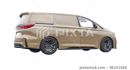 small commercial van for cargo transportation in cramped urban conditions. Courier car. A delivery service car with an inscription-free body for your own unique design. 3d rendering. 96201688