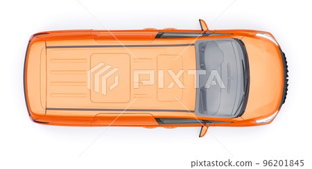 small commercial van for cargo transportation in cramped urban conditions. Courier car. A delivery service car with an inscription-free body for your own unique design. 3d rendering. 96201845