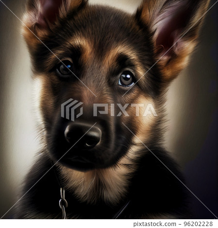 German shepherd puppy. Portrait of a german shepherd dog. Dog portrait German shepherd puppy. Portrait of a german shepherd dog. Dog portrait 96202228