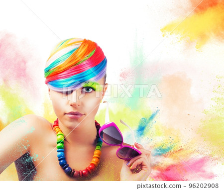 Colorful beauty fashion portrait 96202908