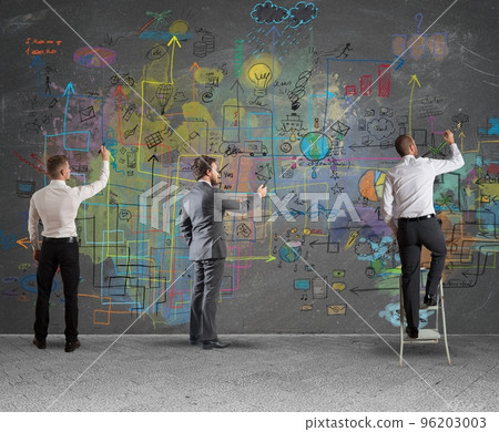 Business team drawing a new project 96203003